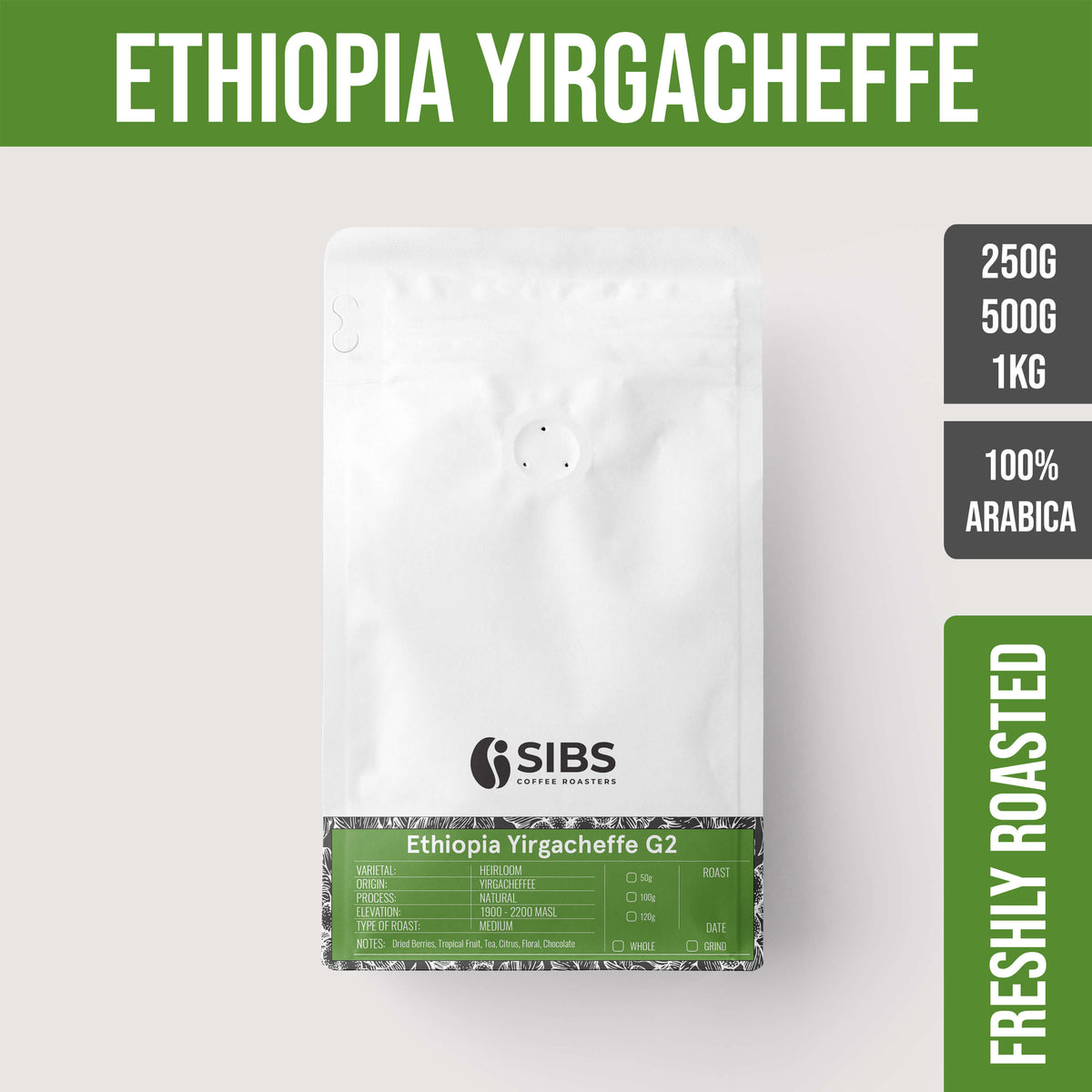 Ethiopia Yirgacheffe G2 (100% Arabica) - Freshly Roasted Coffee